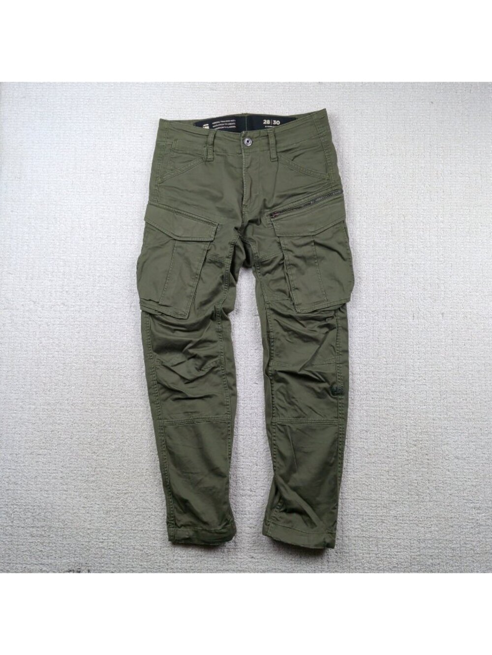 G-Star RAW Rovic Zip 3D Tapered Cargo Tech Pants Mens Sz 28x30 Military Green